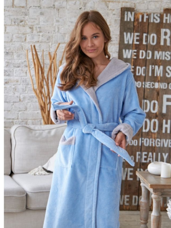 Махровый халат для девочки Vien, голубой-2